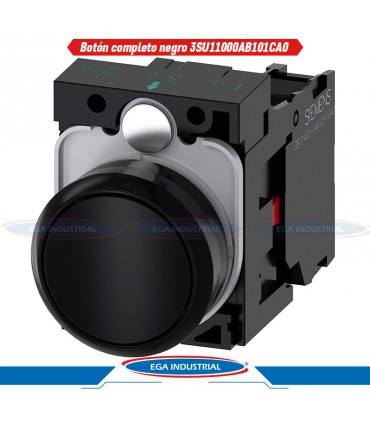 Botón de plástico negro 3SU1100-0AB10-1CA0 SIEMENS