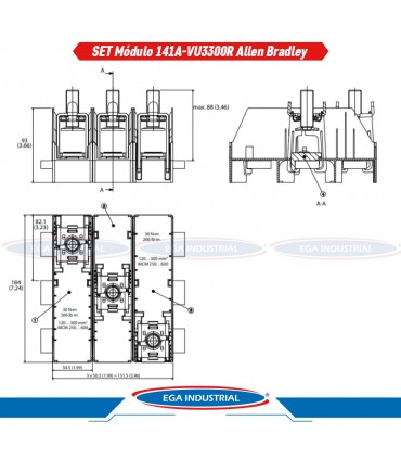 SET Módulo alimentación 3P, 250-600MCM² 141A-VU3300R Allen Bradley