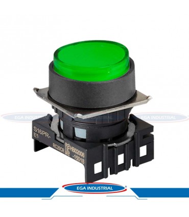 Botón pulsador retenido verde S16PR-E2G
