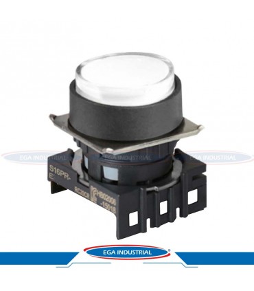 Botón pulsador retenido blanco S16PR-E2W