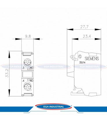 3SU1400-1AA10-1BA0 medidas del bloque de contacto normalmente abierto siemens