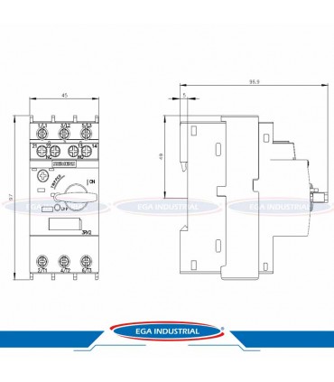 Medidas del Disyuntor Modelo: 3RV20110BA15 SIEMENS