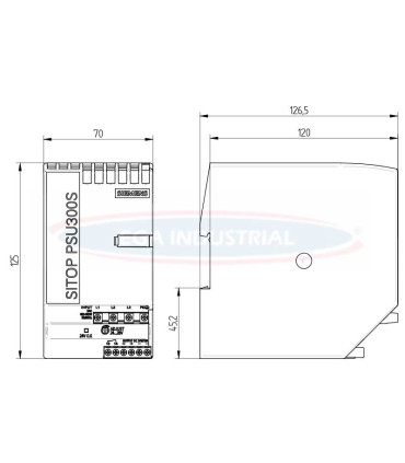 Dimensiones de la Fuente de alimentación 6EP1434-2BA20 SIEMENS