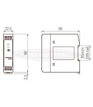 Dimensiones Fuente de alimentación SPB-A015-05 Autonics