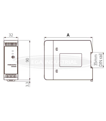 Dimensiones Fuente de alimentación SPB-A060-12 Autonics