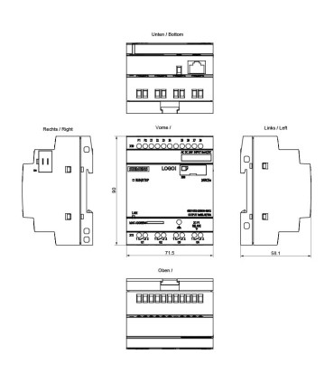 Dimensiones Exactas del Modelo SIEMENS LOGO! 6ED1052-2HB08-0BA2 | Especificaciones Técnicas