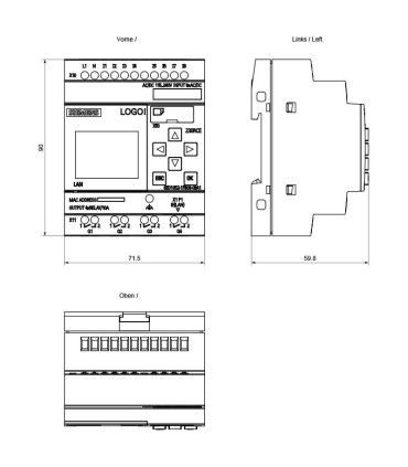Dimensiones Exactas del Modelo SIEMENS 6ED1052-1FB08-0BA1 | Especificaciones Técnicas