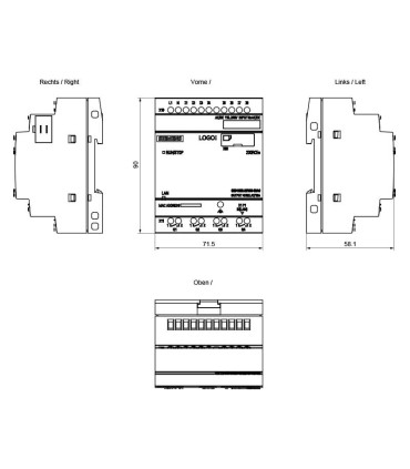 Dimensiones Exactas del Modelo SIEMENS 6ED1052-2FB08-0BA1 | Especificaciones Técnicas