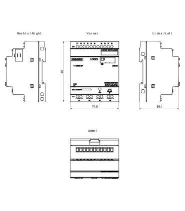 Dimensiones Exactas del Modelo SIEMENS 6ED1052-2HB08-0BA1 | Especificaciones Técnicas