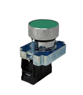 Botón pulsador metálico momentáneo verde XB2-BA31