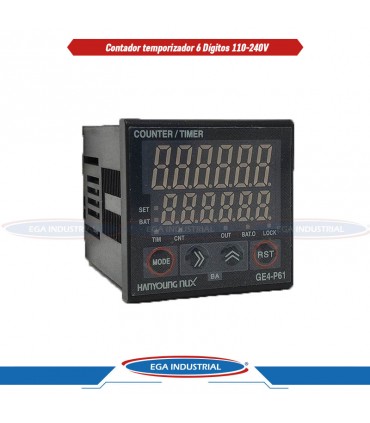 Contador temporizador 6 dígitos 110-240V HANYOUNG