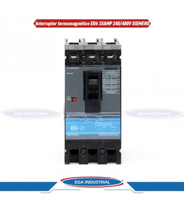 Interruptor termomagnético ED6 3P 15AMP 240/480/600V SIEMENS