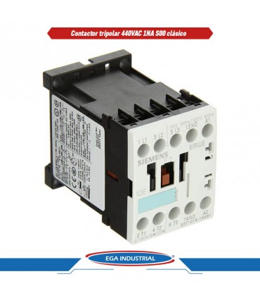 Contactor tripolar 12A 440VAC 3RT1017-1AS61SIEMENS