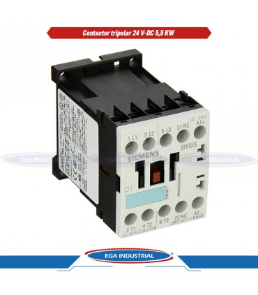 Contactor tripolar 24V-DC 5,5KW 400V 10E 1CN SIEMENS