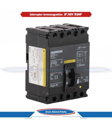 Interruptor termomagnético 3P 240V 70AMP SQUARE D