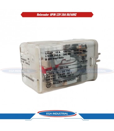 Relevador 8 pin 12V 10A 50/60HZ ALLEN BRADLEY